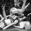 Mannequins in a pile in a shop window in Glasgow