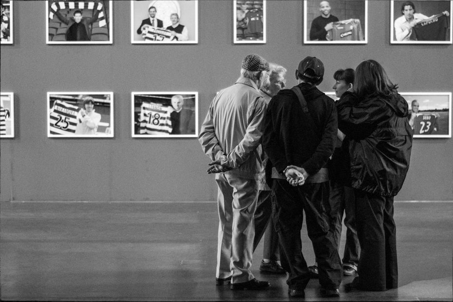 Visitors of an anti-sectarianism art exhibition at Glasgow's Gallery of Modern Art